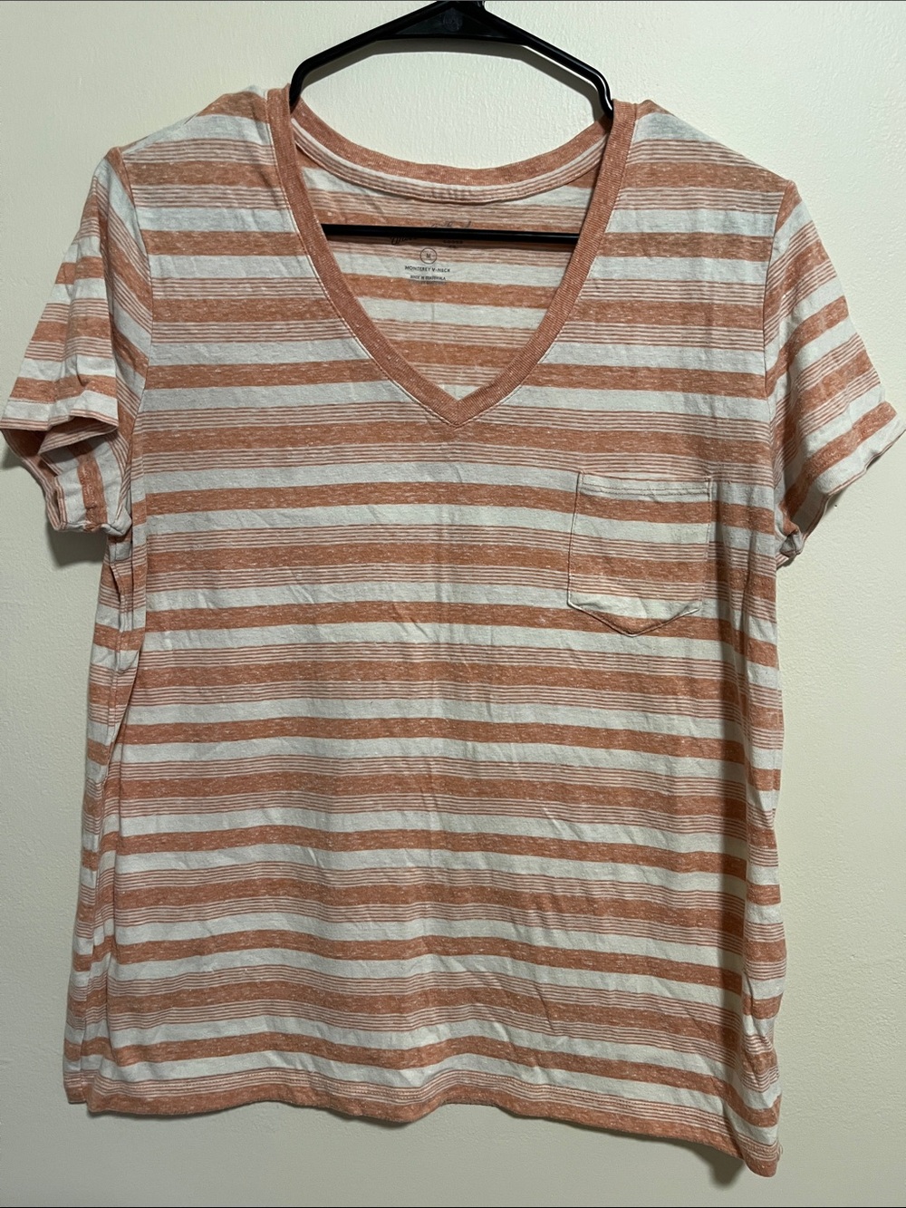 Universal Thread Striped V-Neck Tee - Orange & Cream